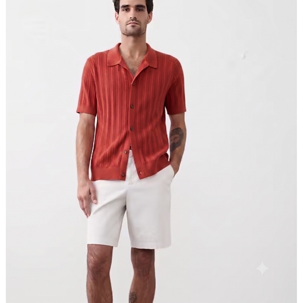 Banana Republic Textured Sweater Polo Tomato Paste Small New With Tags‎